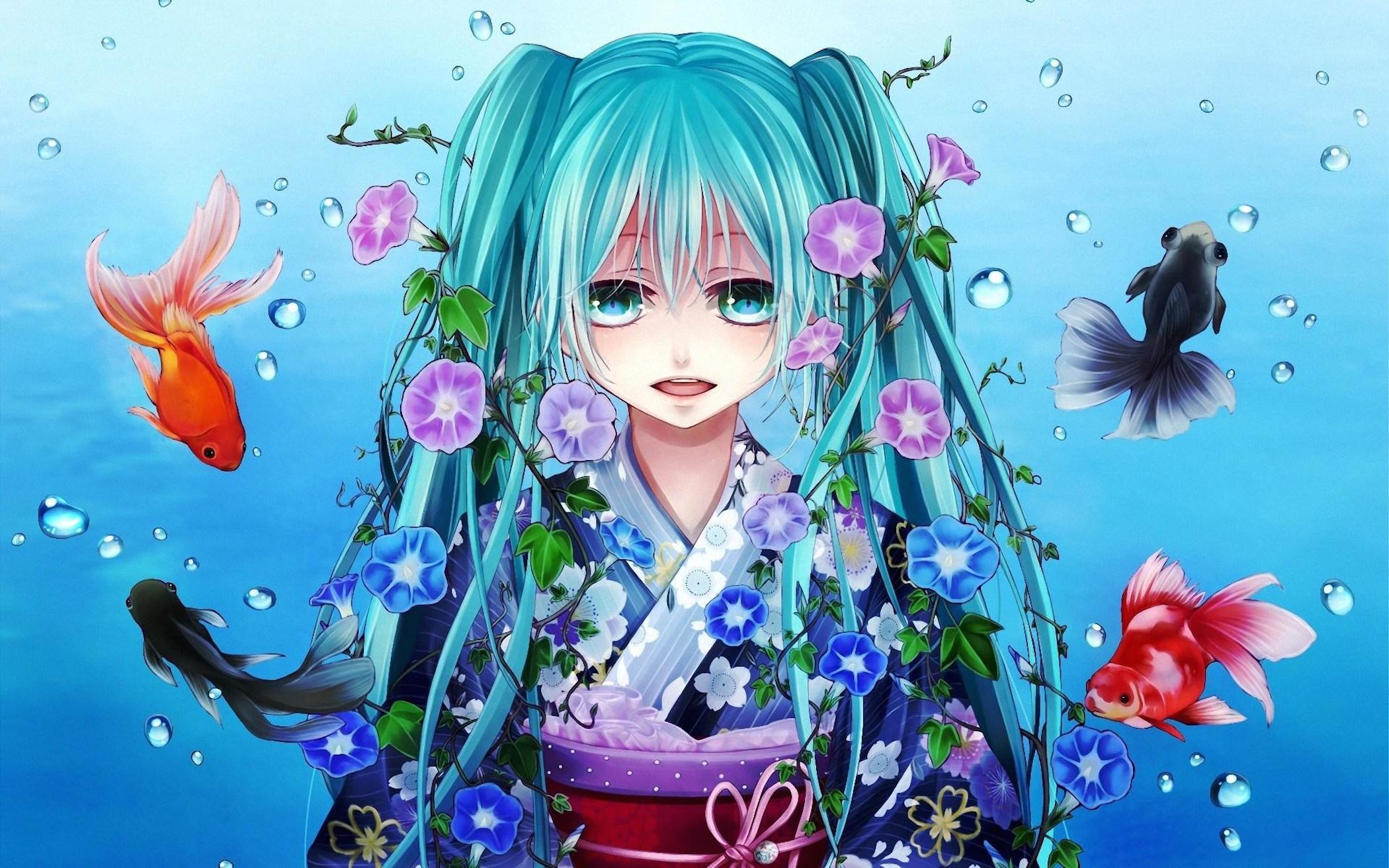 Anime Fish Girl Vocaloid Hatsune Miku Wallpaper