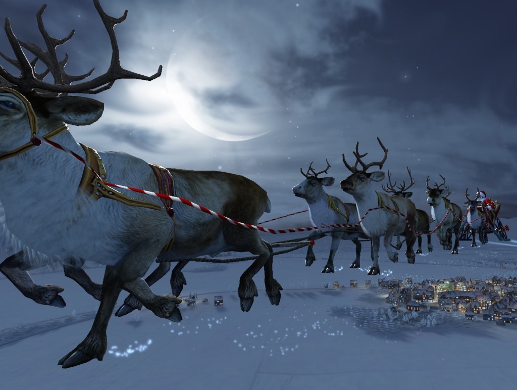 Santa Flying Reindeer Wallpaper | Free HD Santa Download