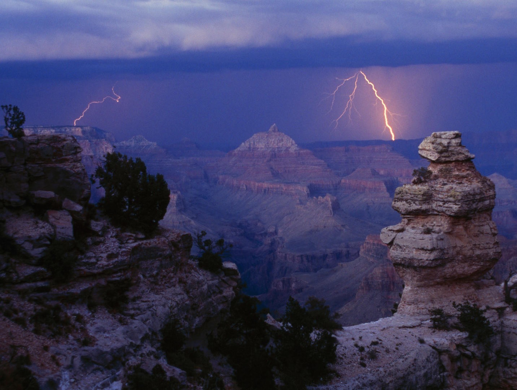 Grand Canyon Lightning Storm Wallpaper Free Hd